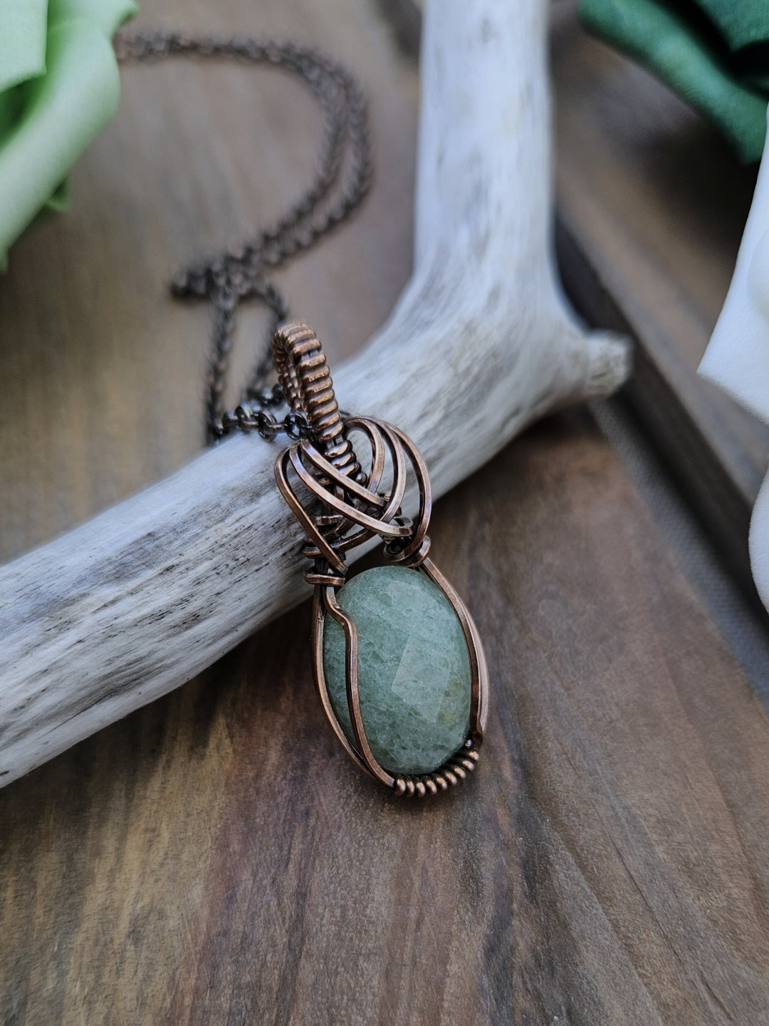 Green Aventurine and Copper Necklace