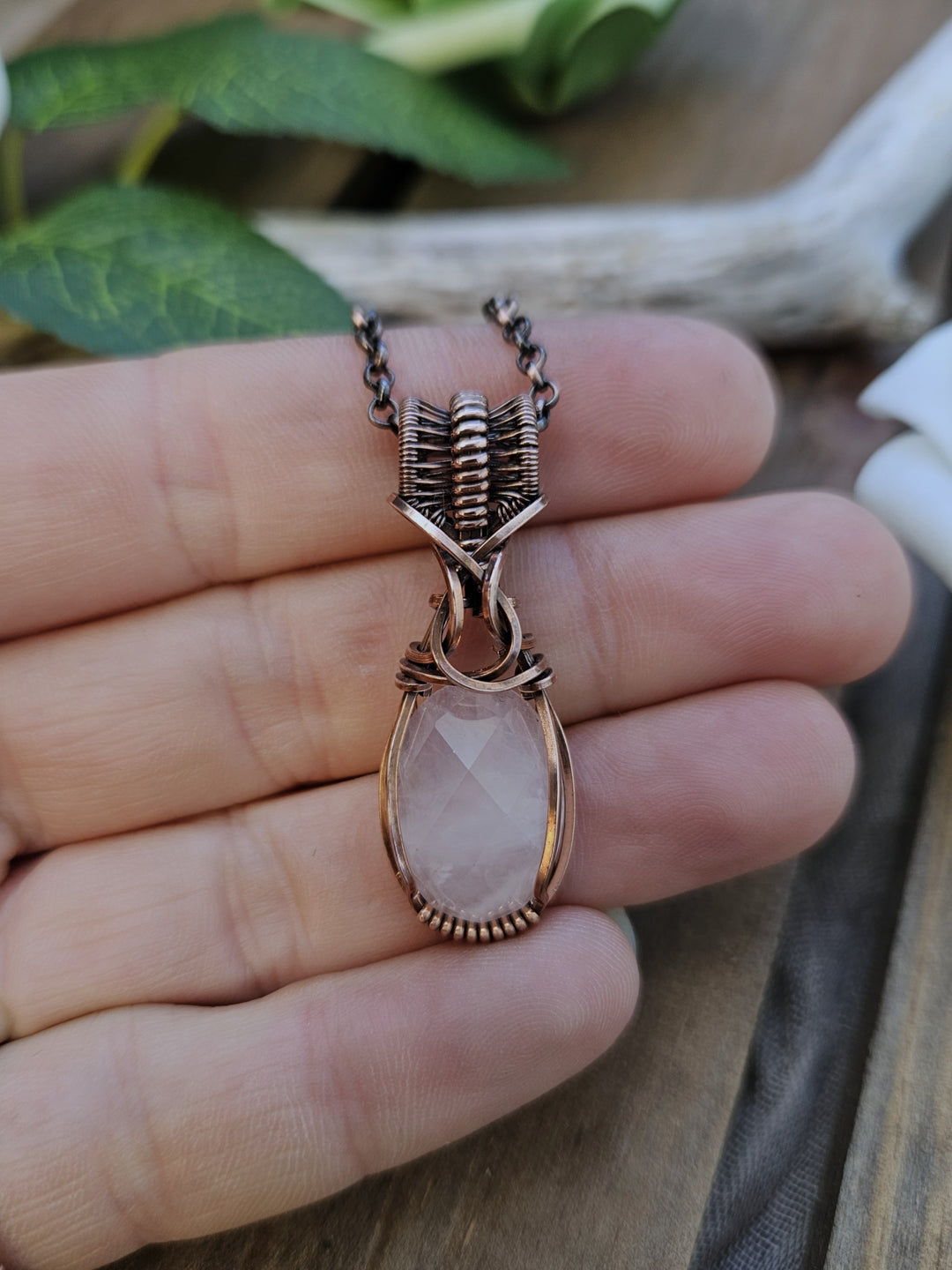 Rose Quartz and Copper Necklace