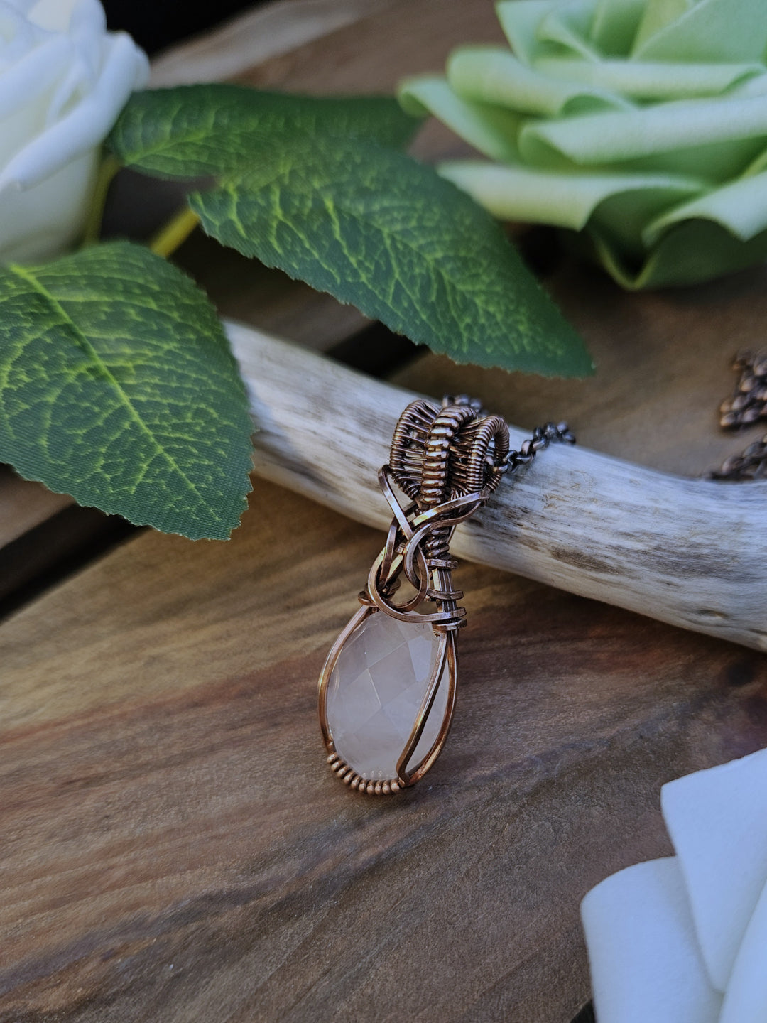 Rose Quartz and Copper Necklace