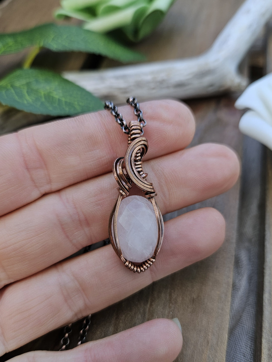 Rose Quartz and Copper Necklace
