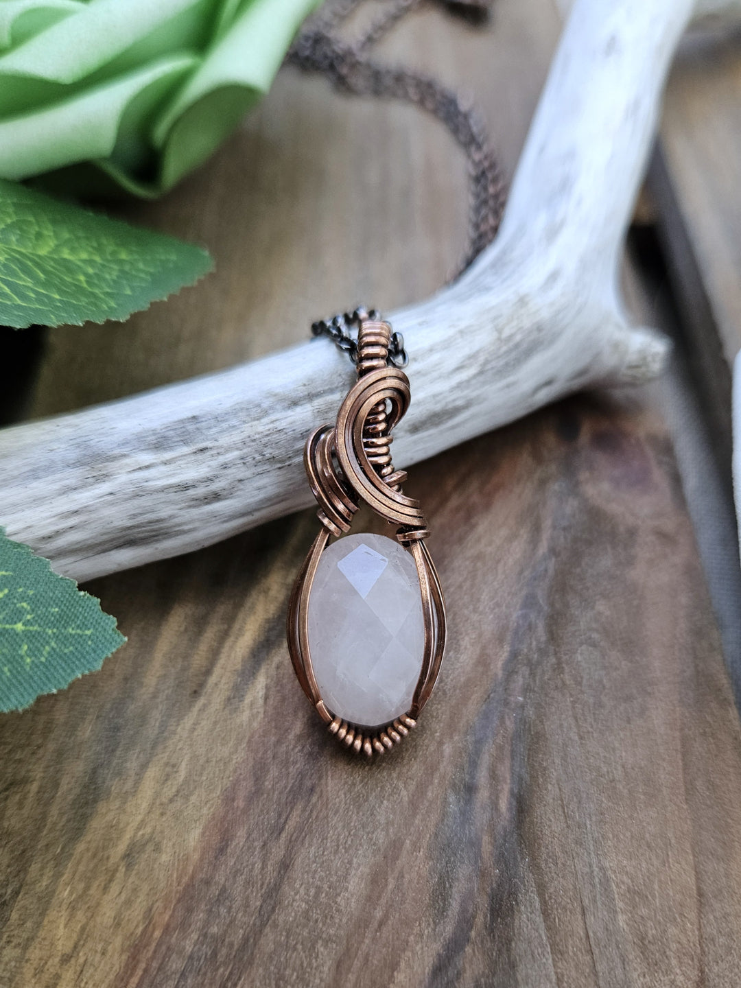 Rose Quartz and Copper Necklace