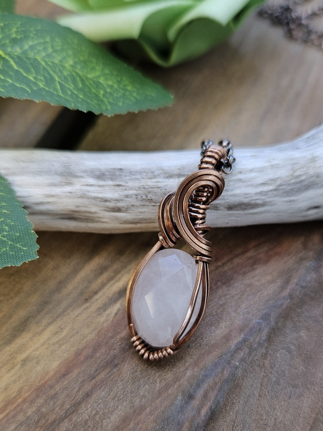 Rose Quartz and Copper Necklace