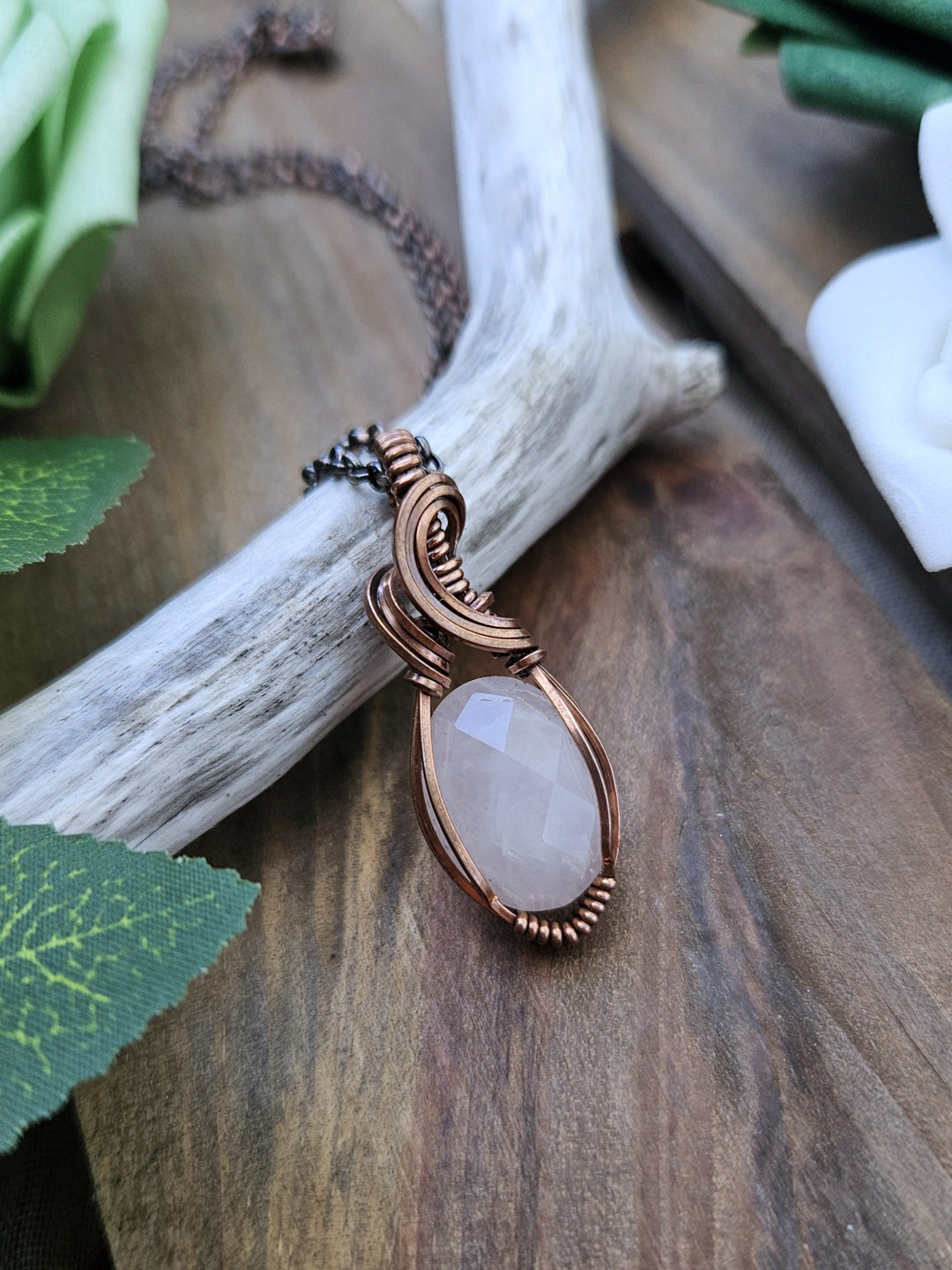 Rose Quartz and Copper Necklace