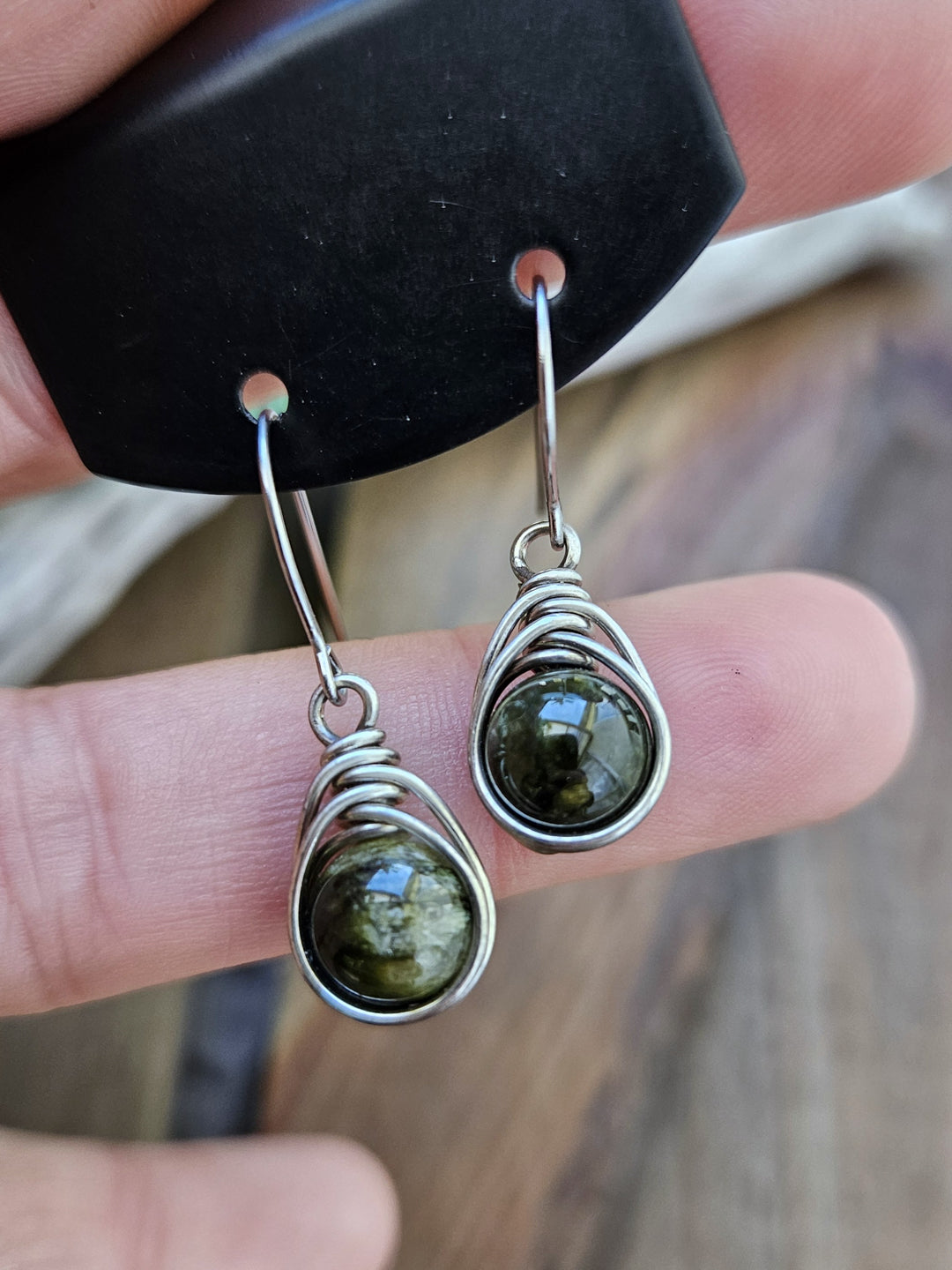 Silver 'Dew Drop' Earrings - Green Tourmaline