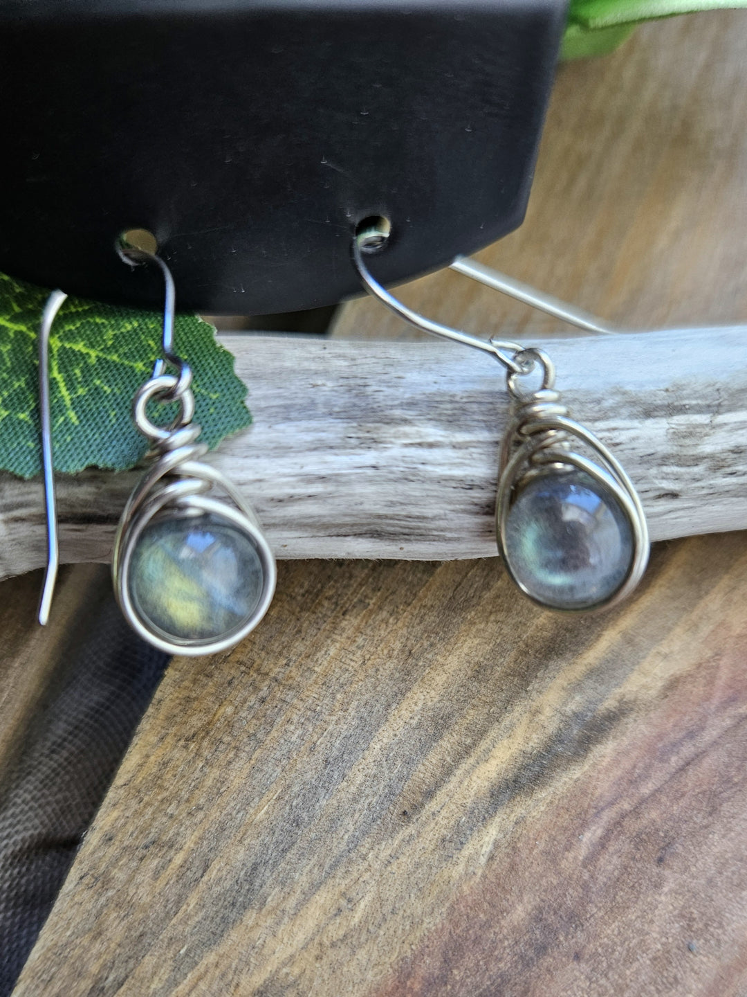 Silver 'Dew Drop' Earrings - Labradorite