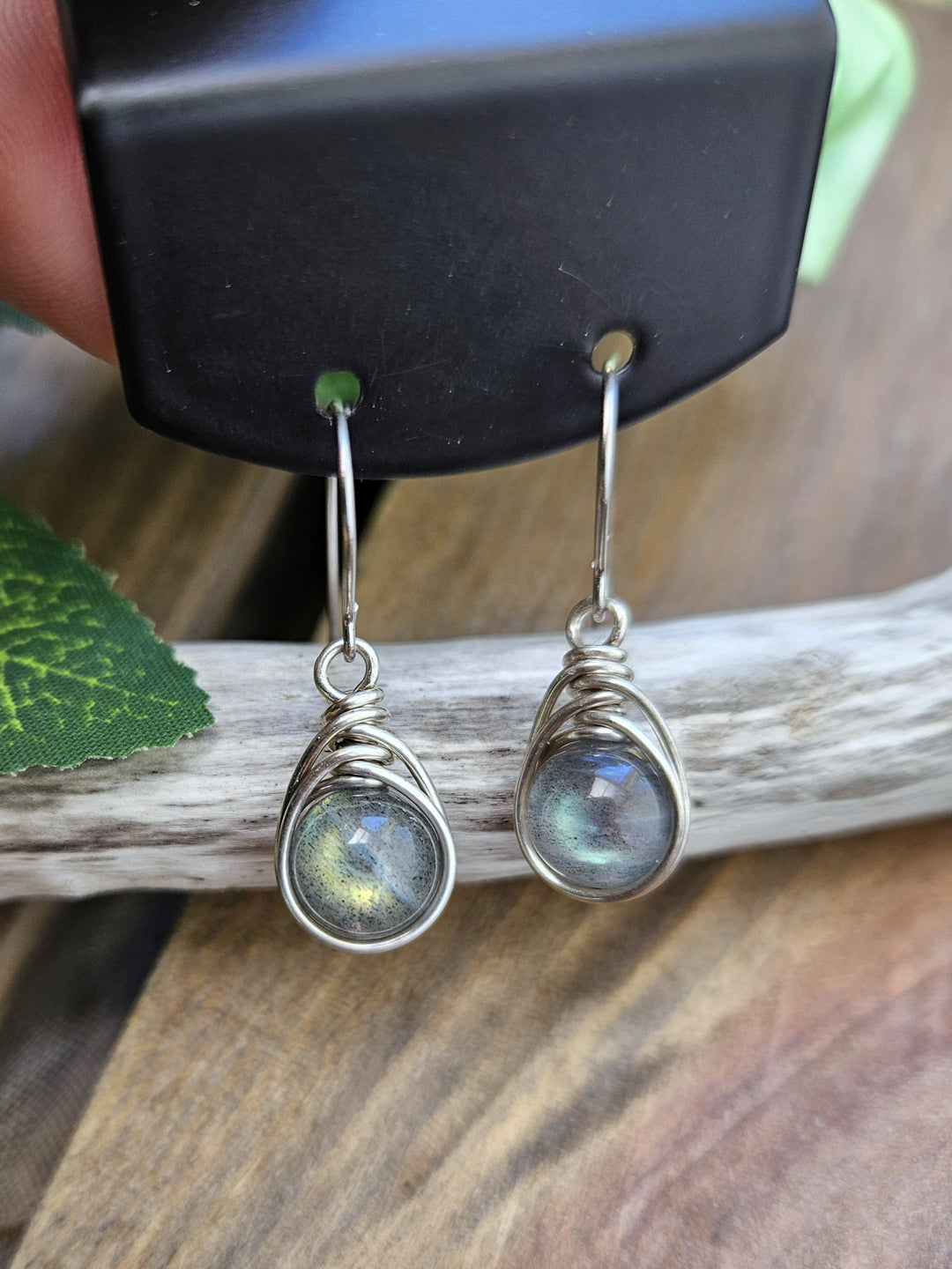 Silver 'Dew Drop' Earrings - Labradorite