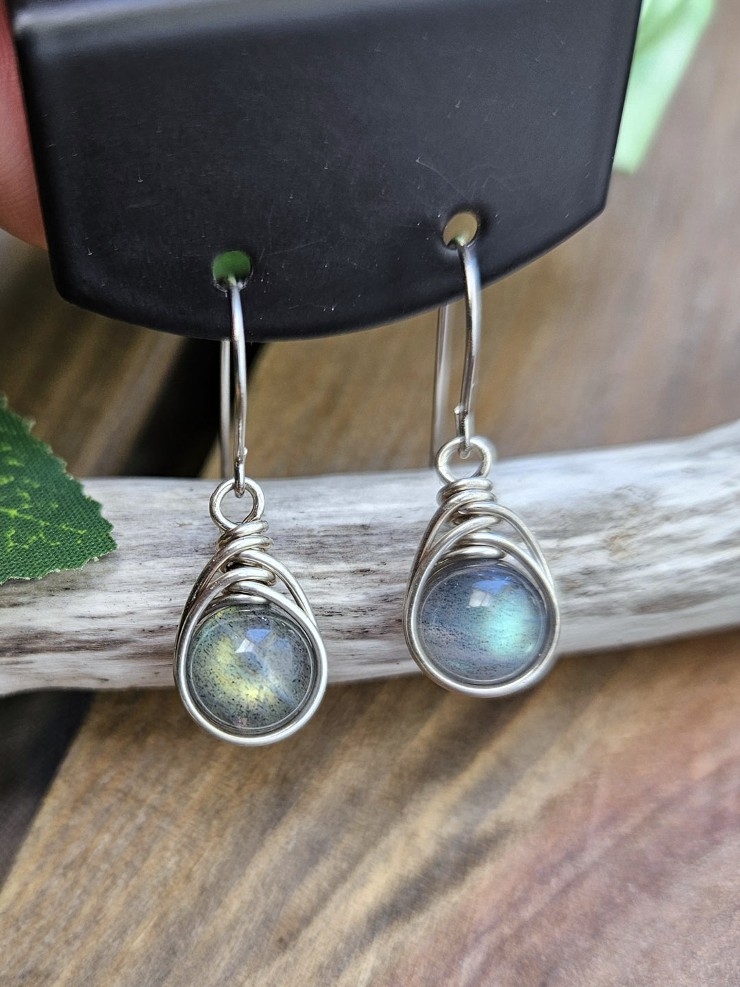 Silver 'Dew Drop' Earrings - Labradorite
