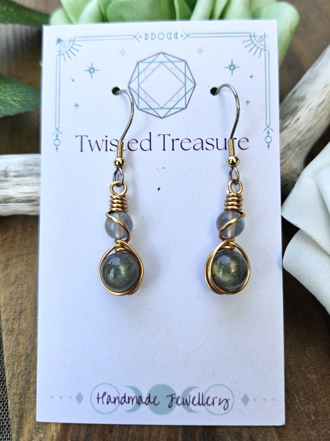 Bronze 'Alchemy' Earrings - Labradorite