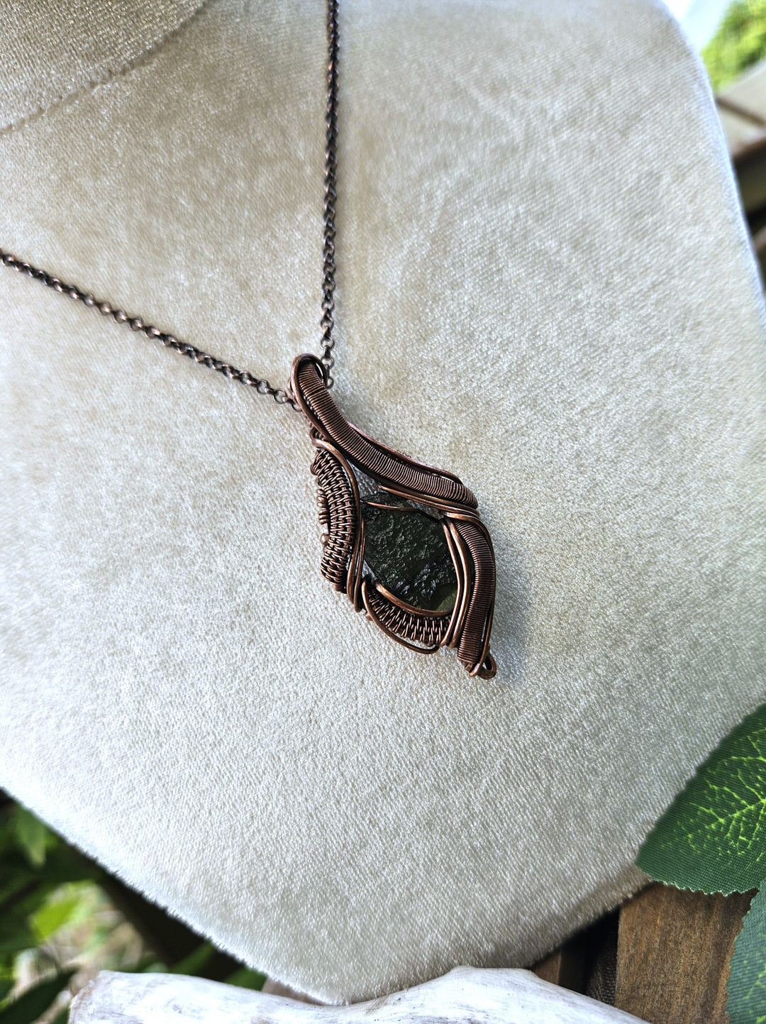 Moldavite and Copper Necklace