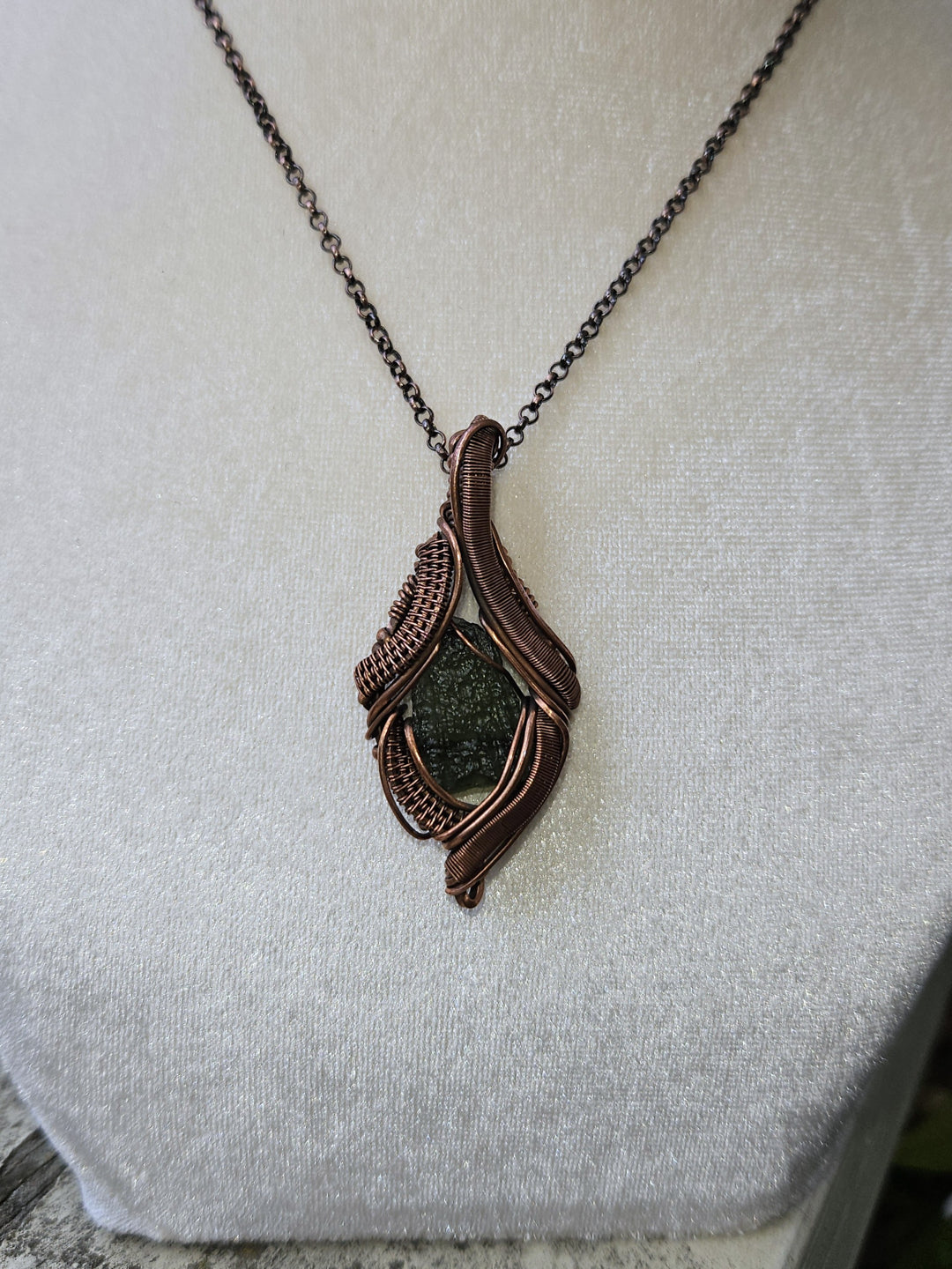 Moldavite and Copper Necklace