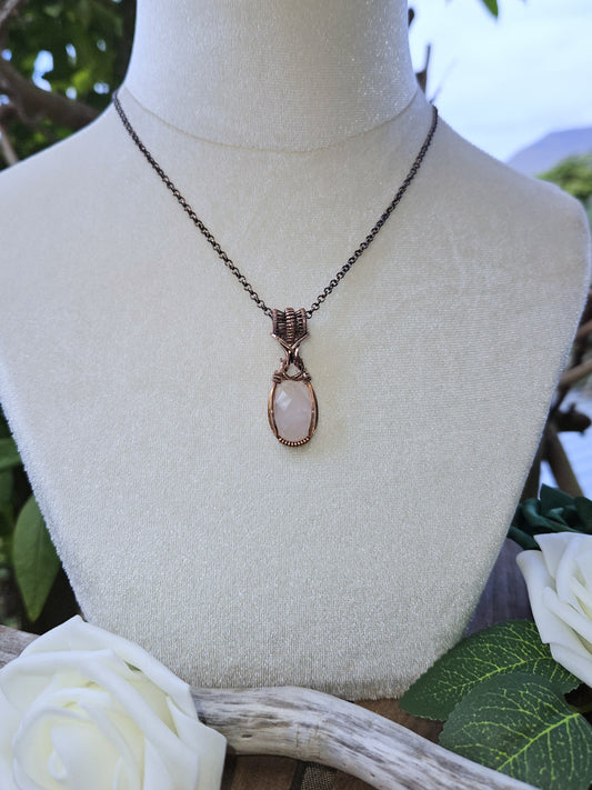 Rose Quartz and Copper Necklace