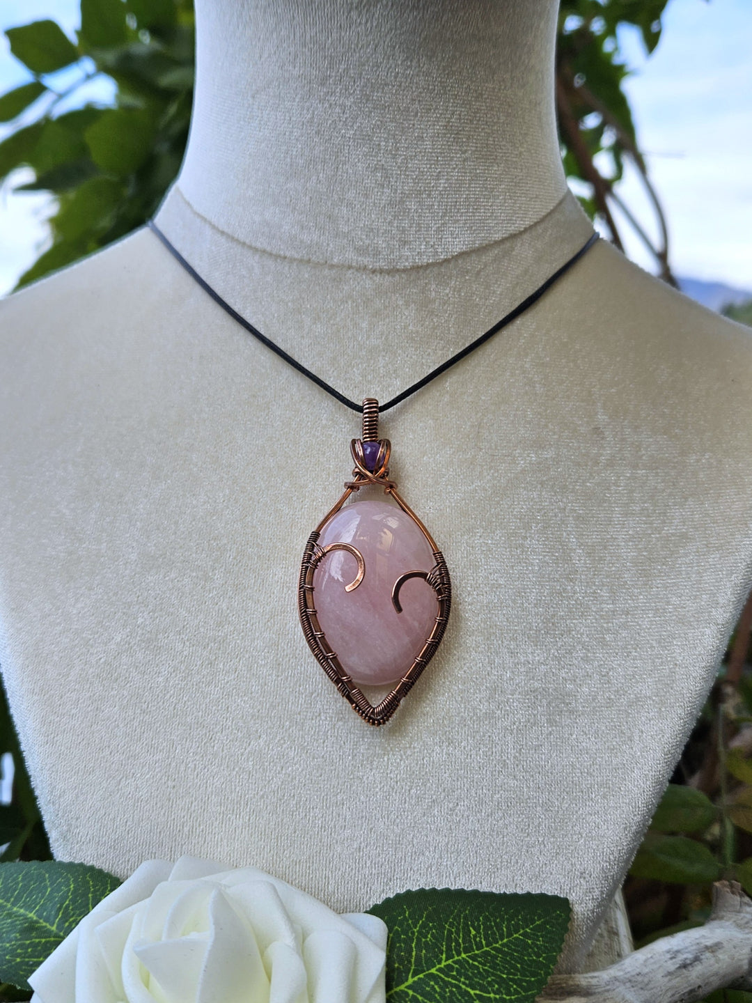 Rose Quartz, Amethyst and Copper Necklace