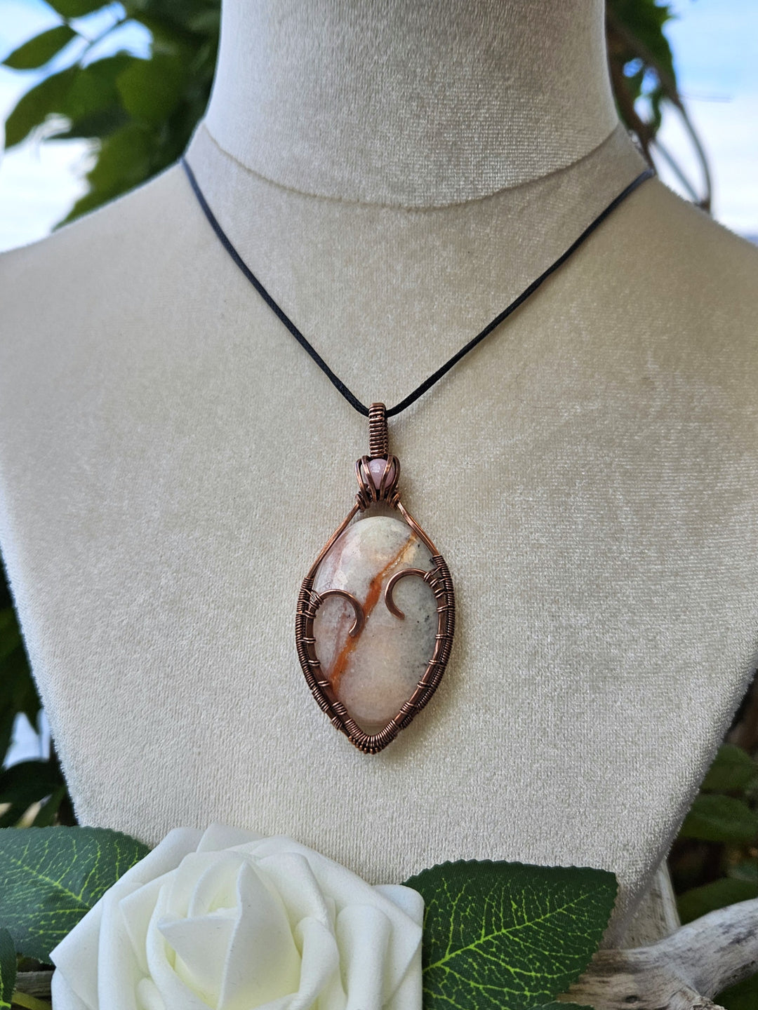 Morganite, Rose Quartz and Copper Heart Necklace
