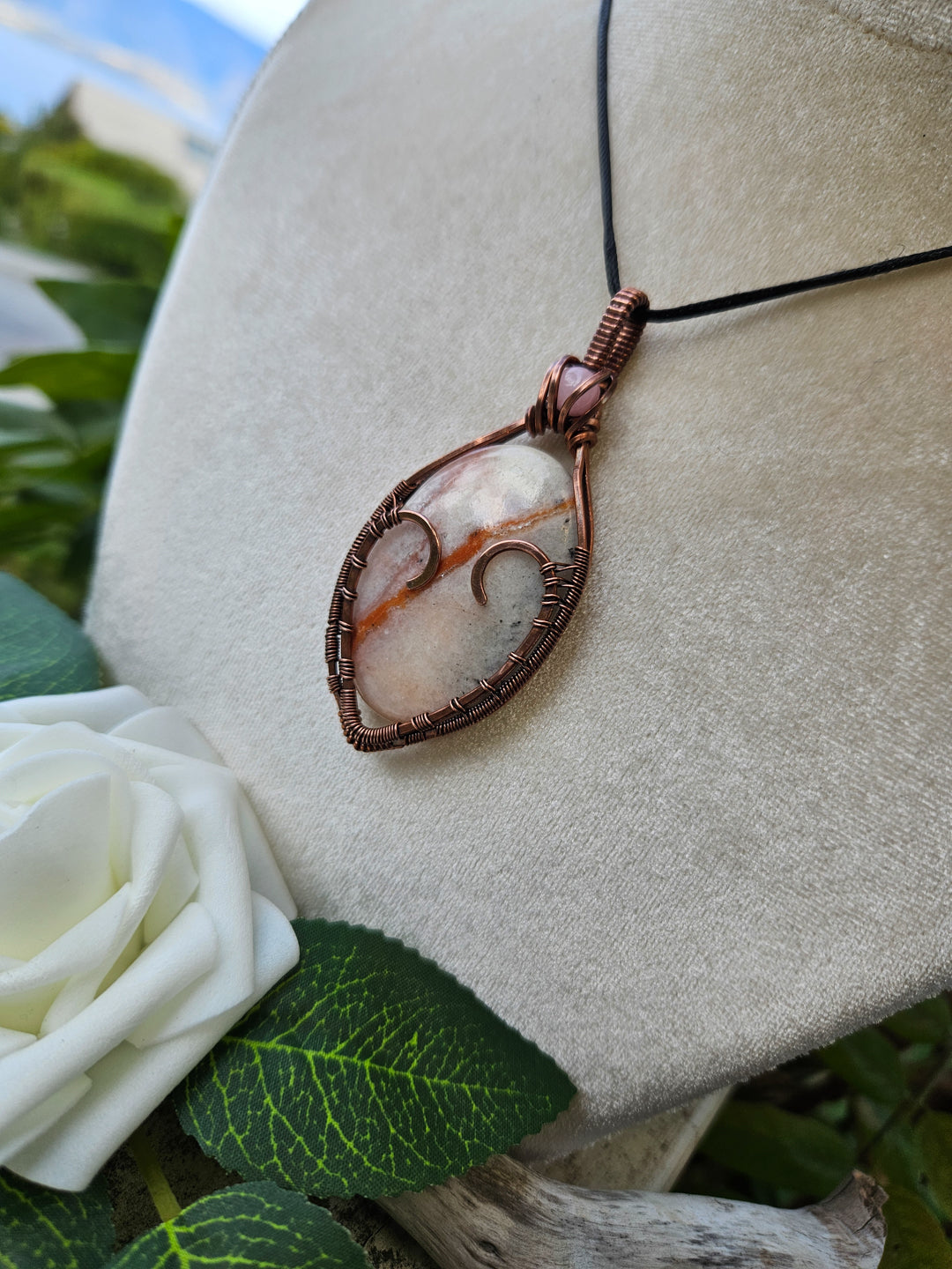 Morganite, Rose Quartz and Copper Heart Necklace