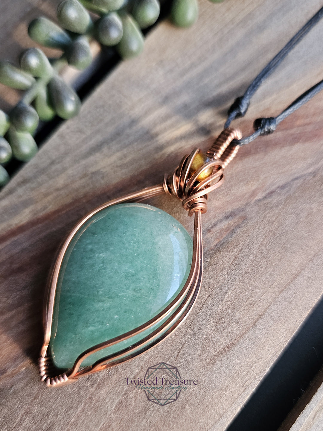 Green Aventurine, Tigers Eye and Copper Necklace