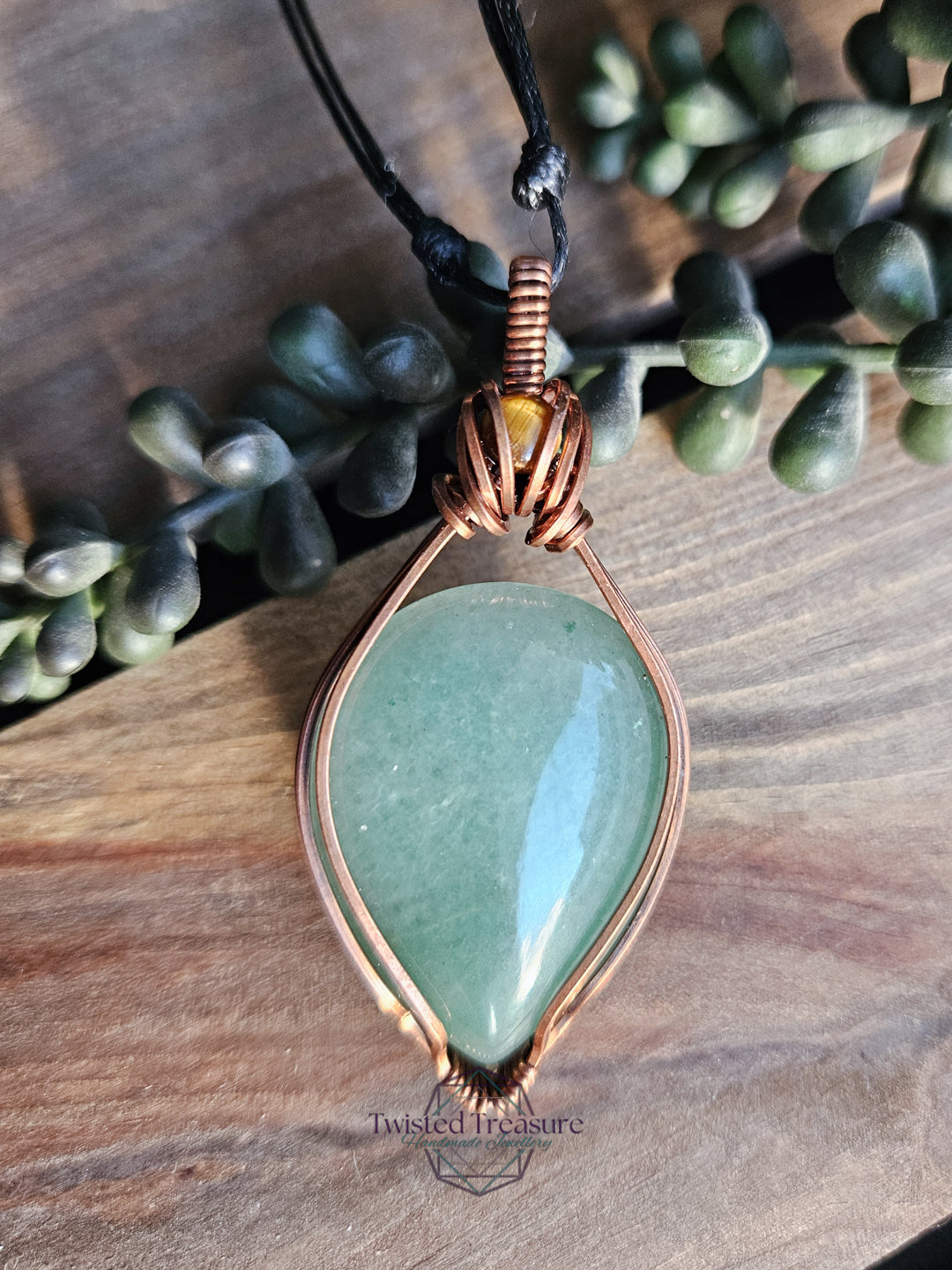 Green Aventurine, Tigers Eye and Copper Necklace