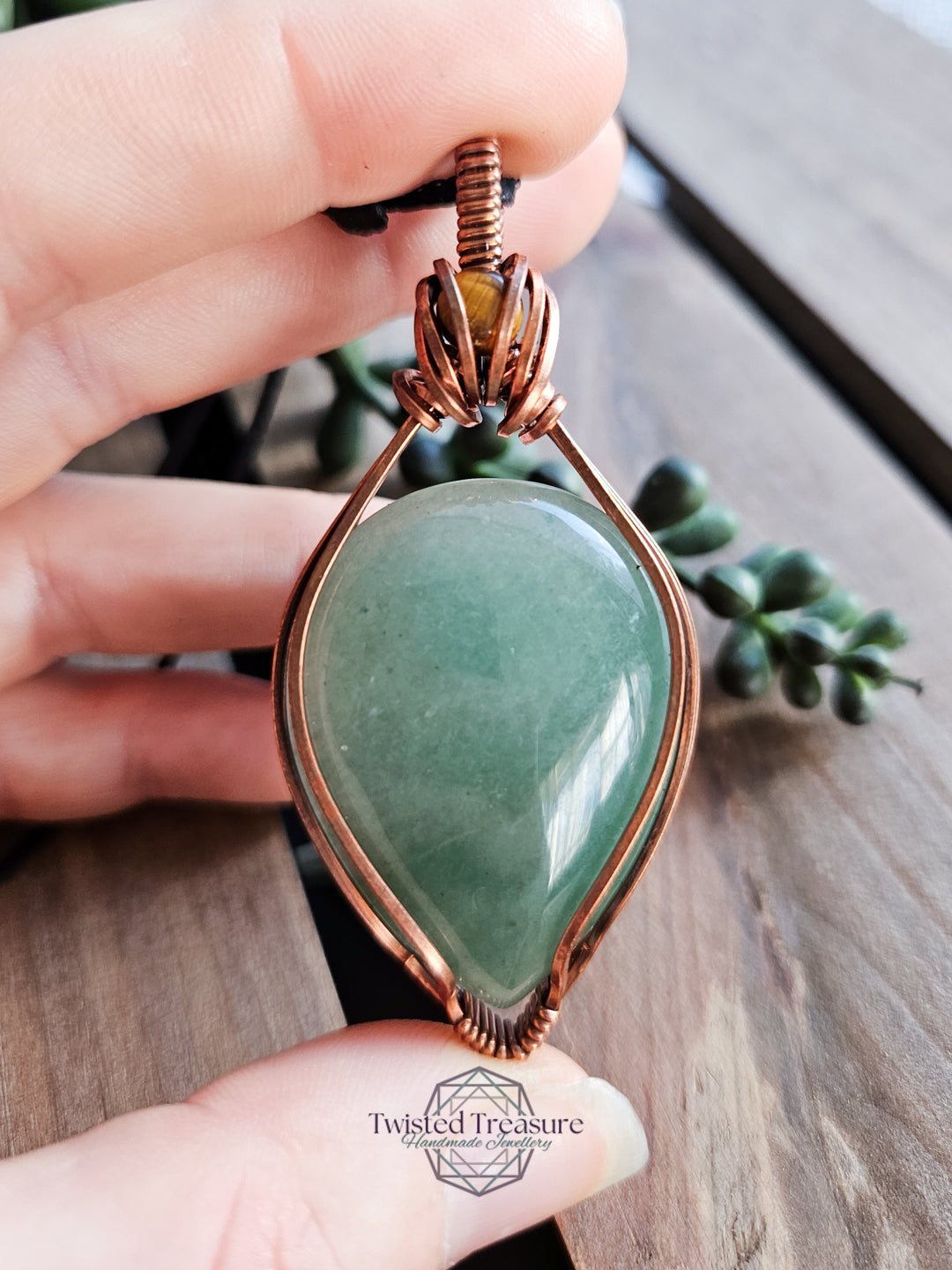 Green Aventurine, Tigers Eye and Copper Necklace