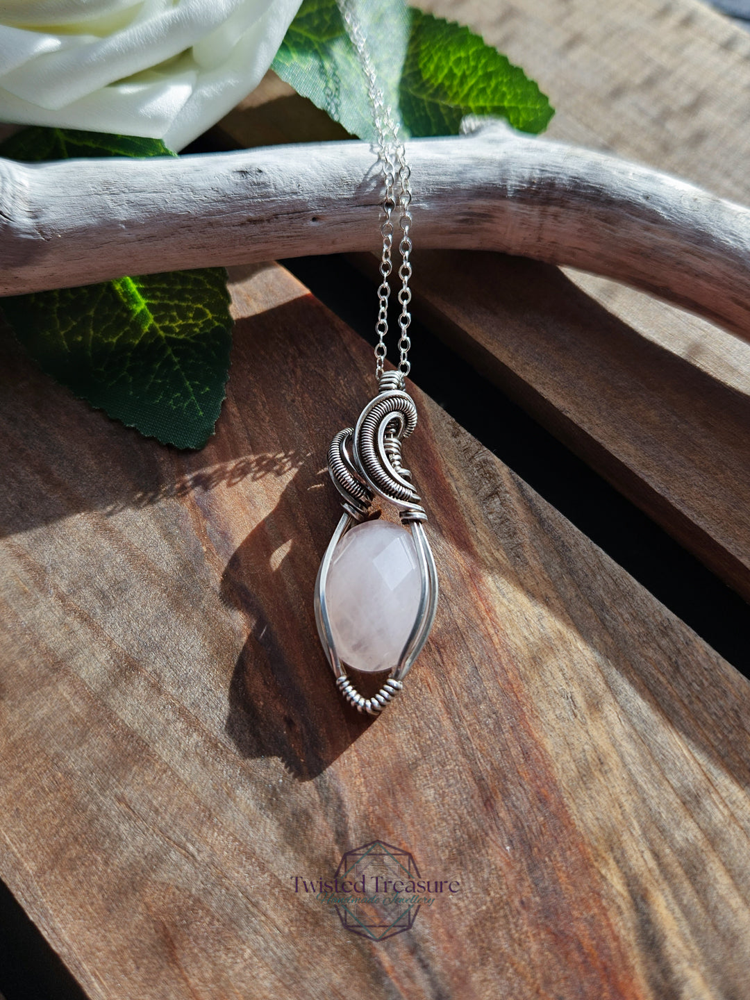 Rose Quartz and Silver Necklace
