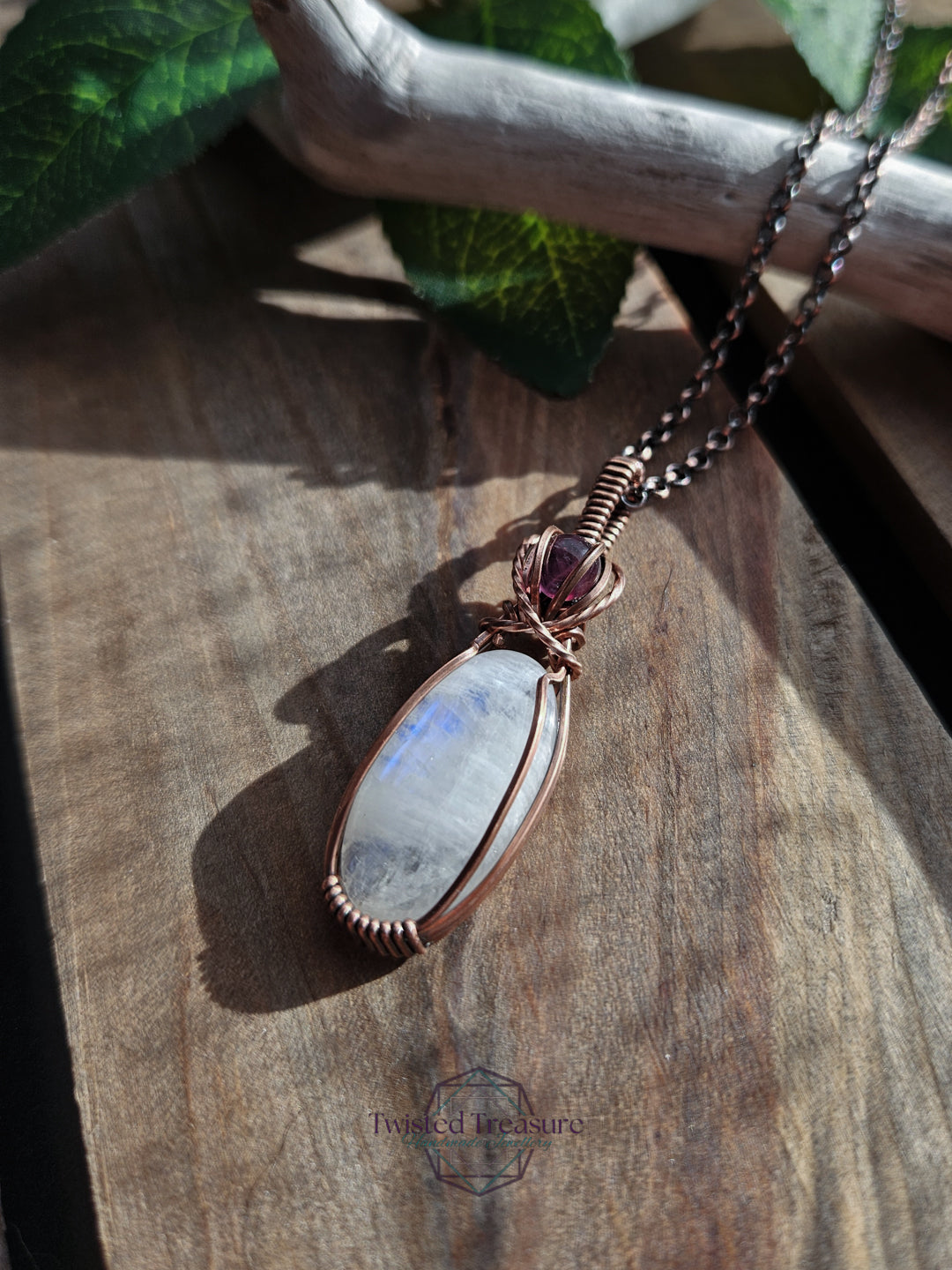 Moonstone, Amethyst and Copper Necklace