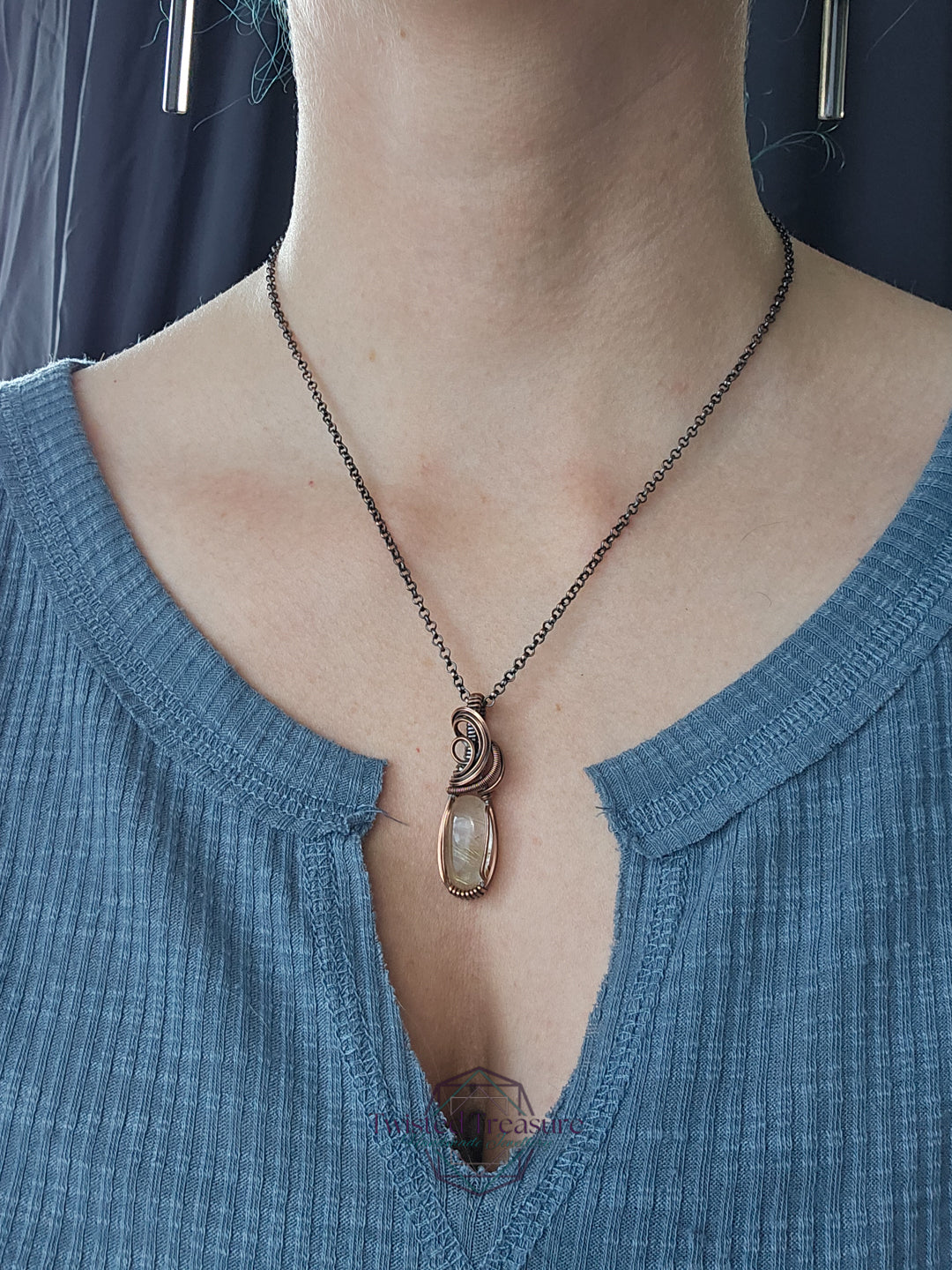Golden Rutile Quartz and Copper Necklace