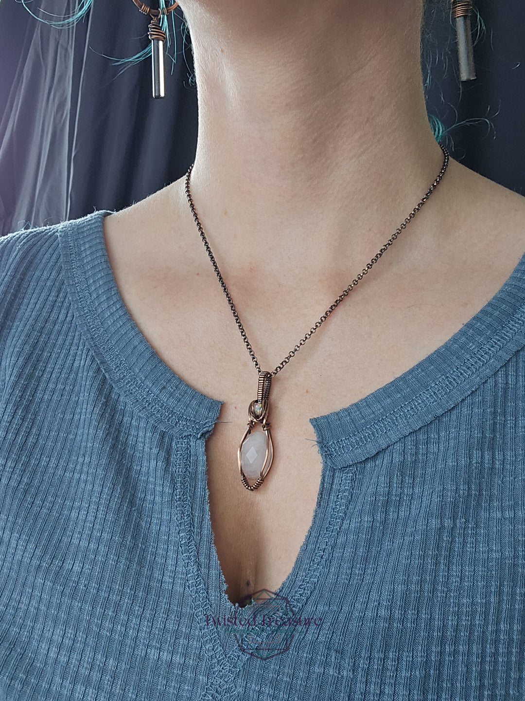 Rose Quartz, Opal and Copper Necklace