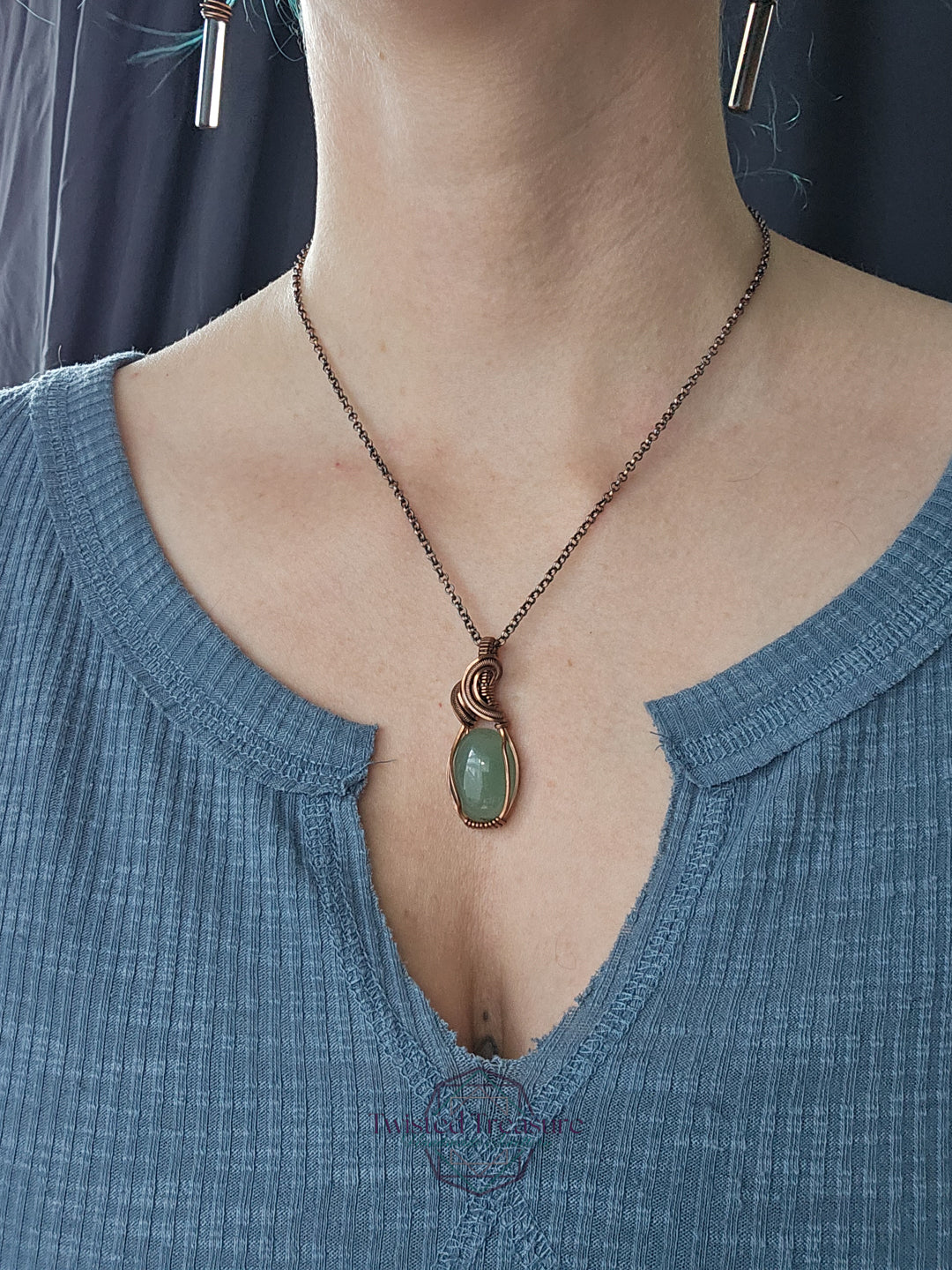 Green Aventurine and Copper Necklace