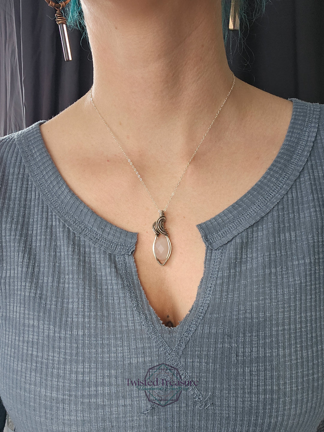 Rose Quartz and Silver Necklace