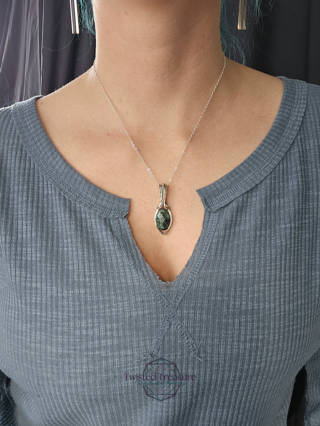 African Turquoise and Silver Necklace