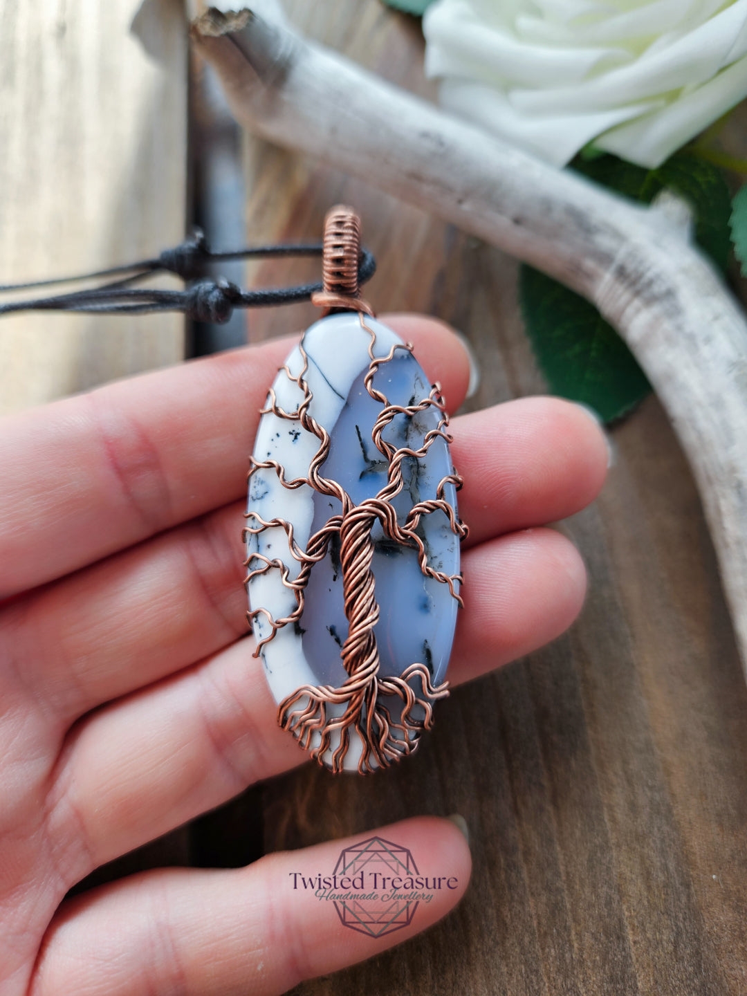 Dendritic Agate and Copper Tree Necklace