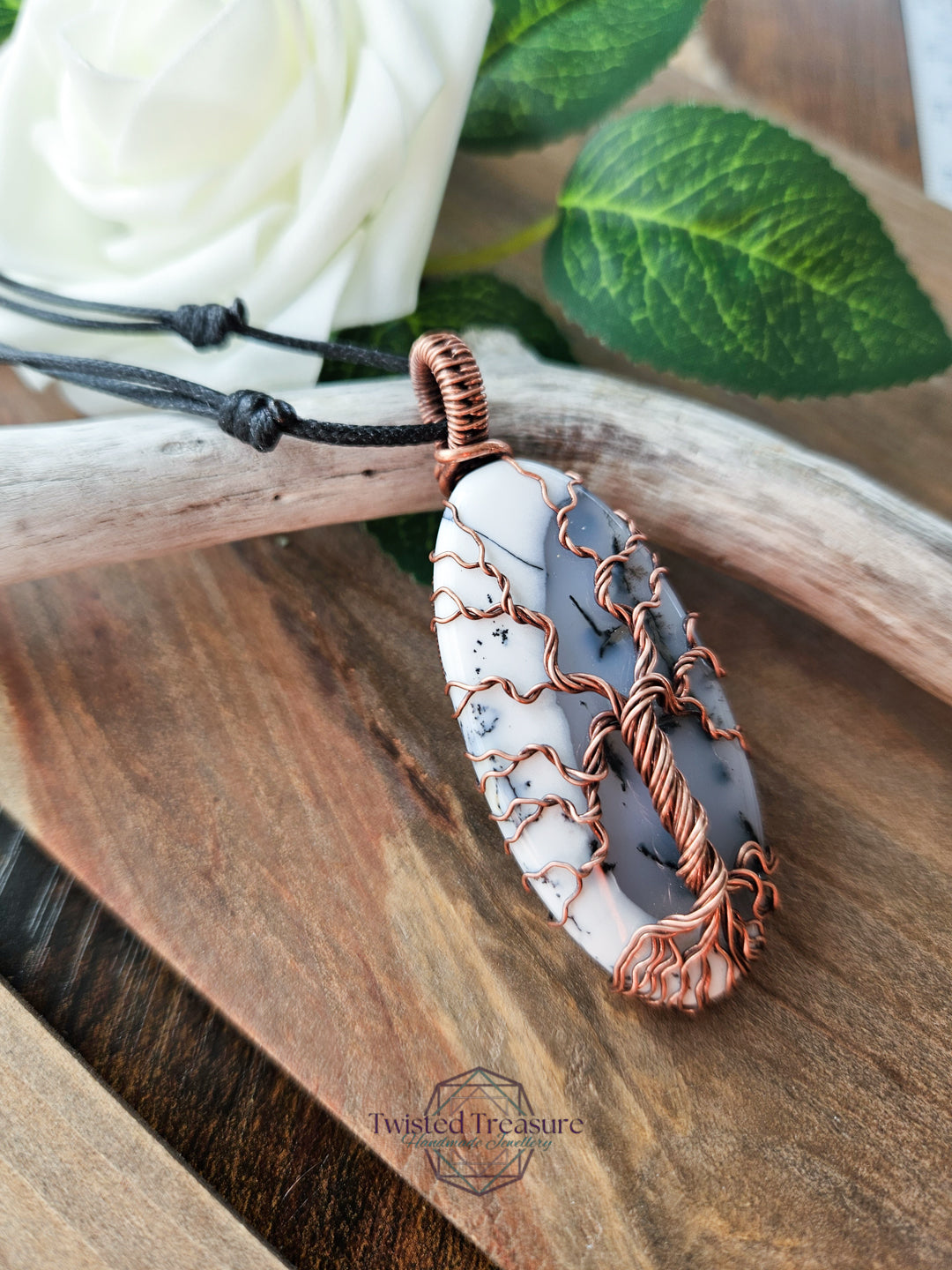 Dendritic Agate and Copper Tree Necklace