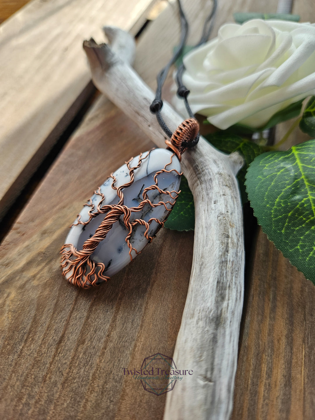 Dendritic Agate and Copper Tree Necklace