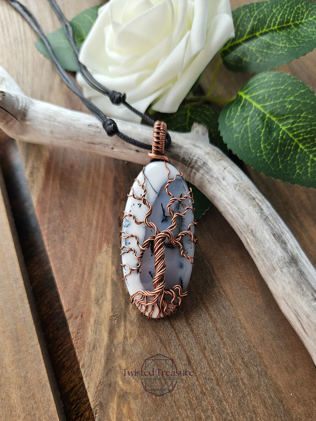 Dendritic Agate and Copper Tree Necklace
