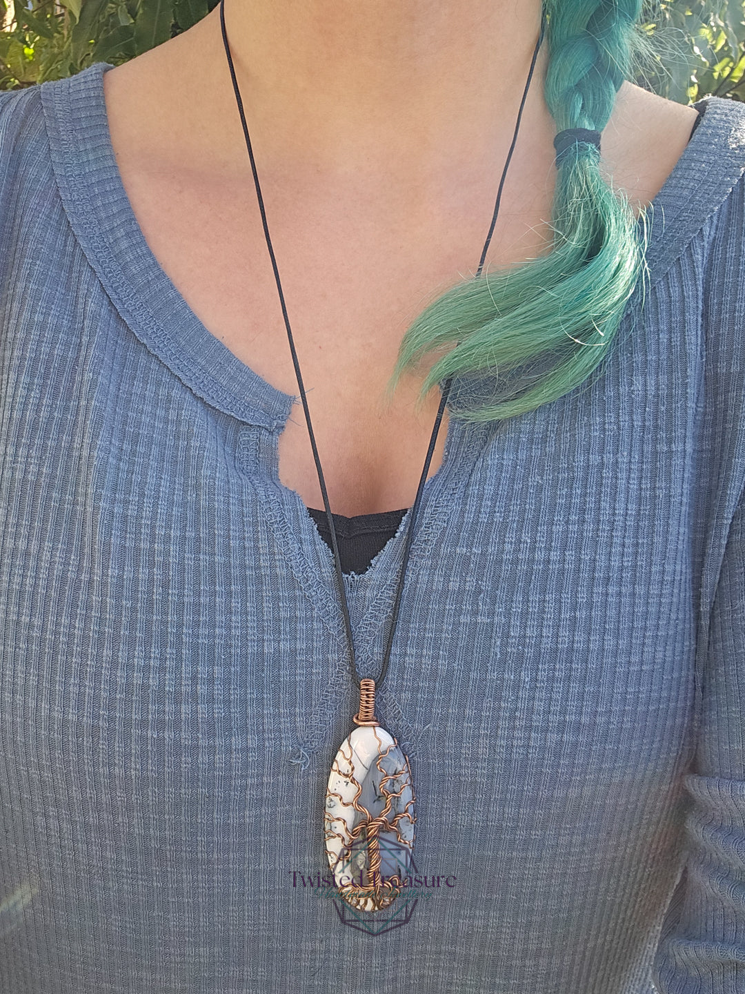 Dendritic Agate and Copper Tree Necklace