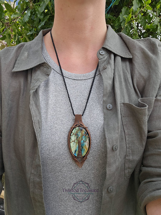 Labradorite and Copper Tree of Life Necklace