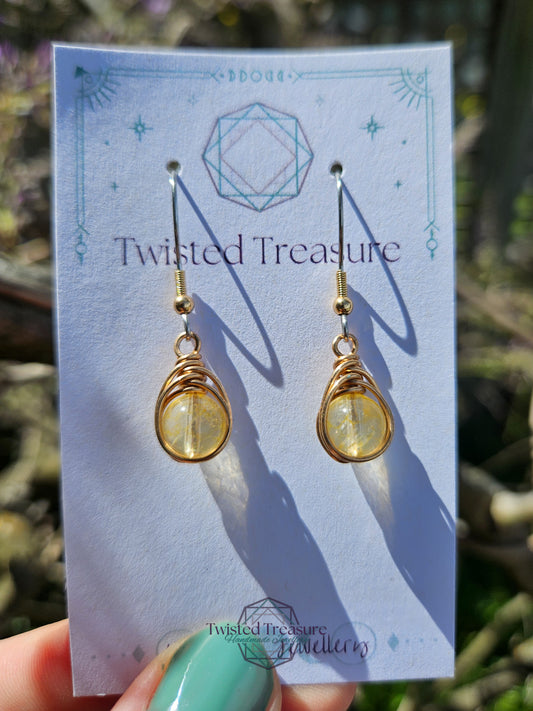 Bronze 'Dew Drop' Earrings - Citrine
