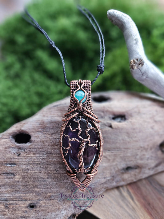 Amethyst, Amazonite and Copper Necklace