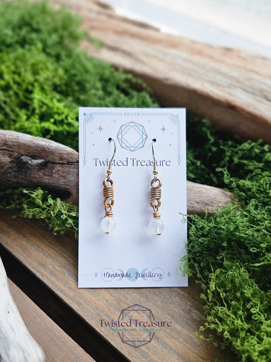 Bronze Curlicue Earrings - Moonstone