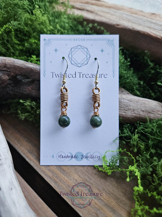 Bronze Curlicue Earrings - Jade
