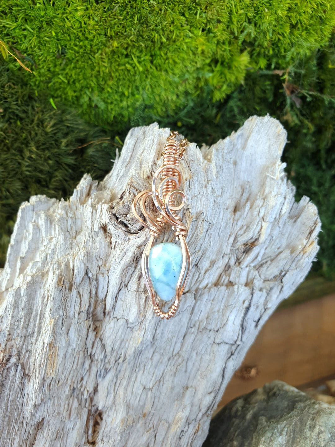 Larimar and Rose Gold Necklace
