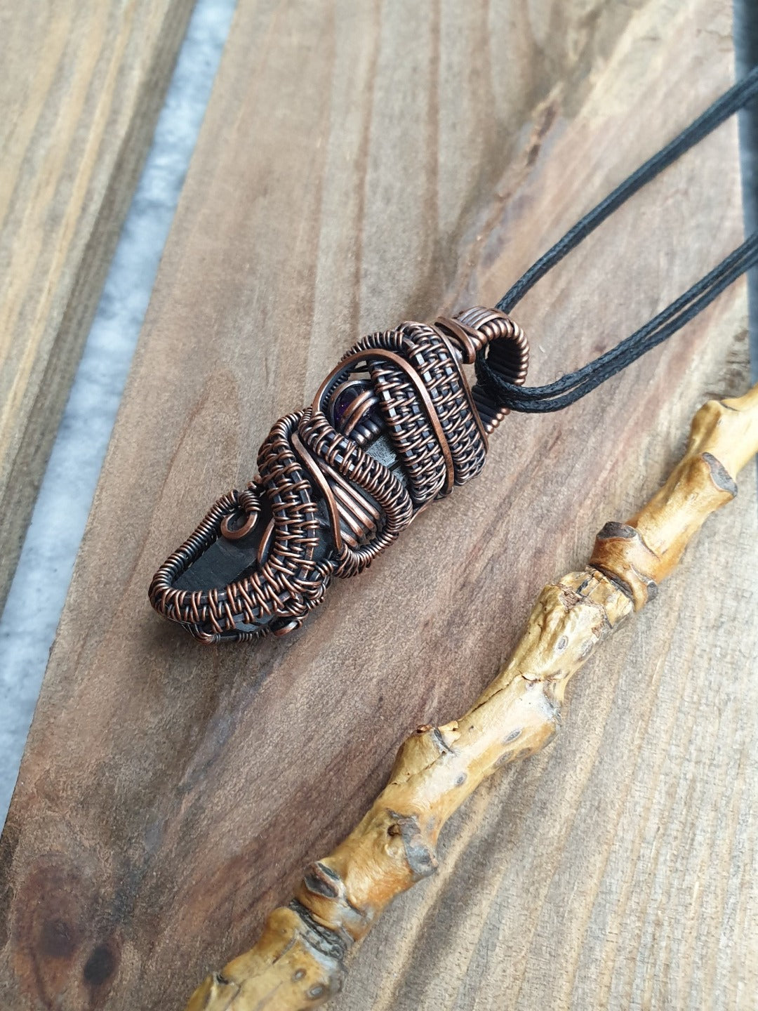 Smoky Quartz, Amethyst and Copper Necklace