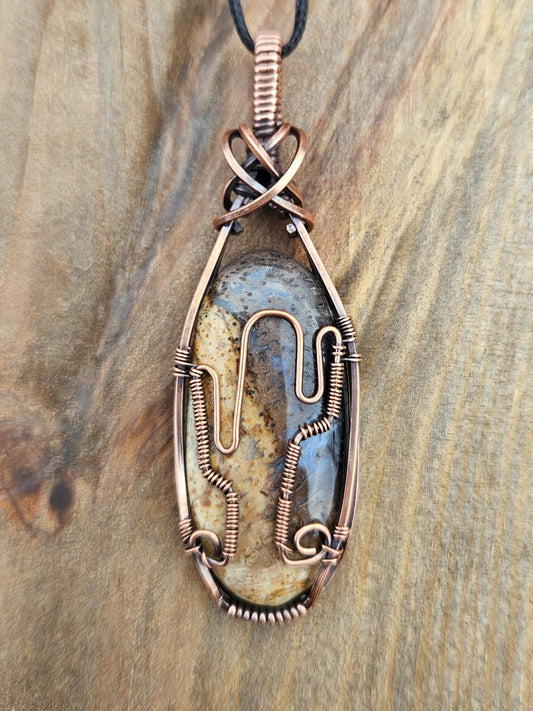 Palm Root and Copper Cactus Necklace