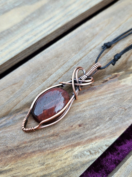 Red Tigers Eye and Copper Necklace