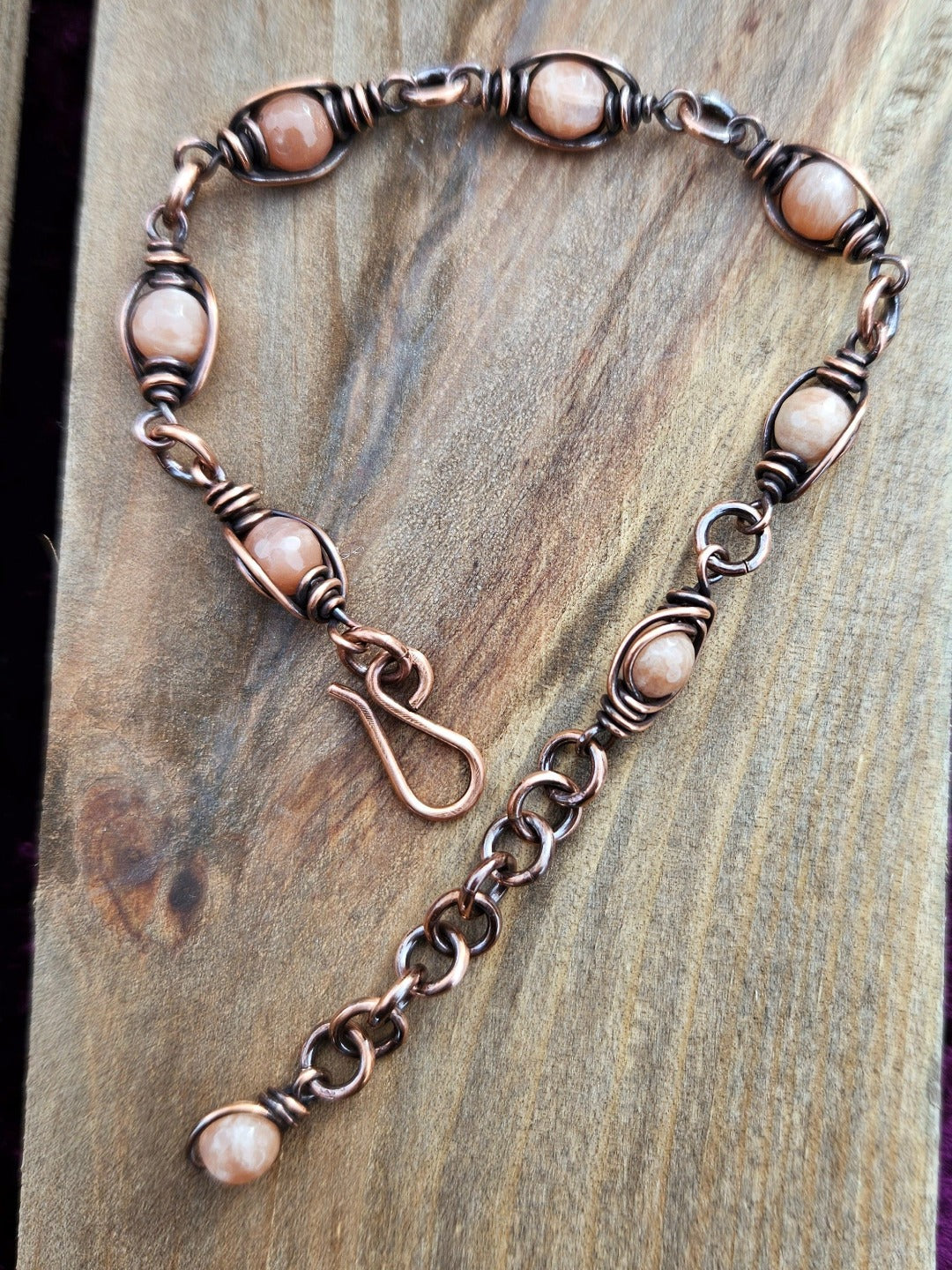 Sunstone and Copper Bracelet - 14-19.5cm Wrists