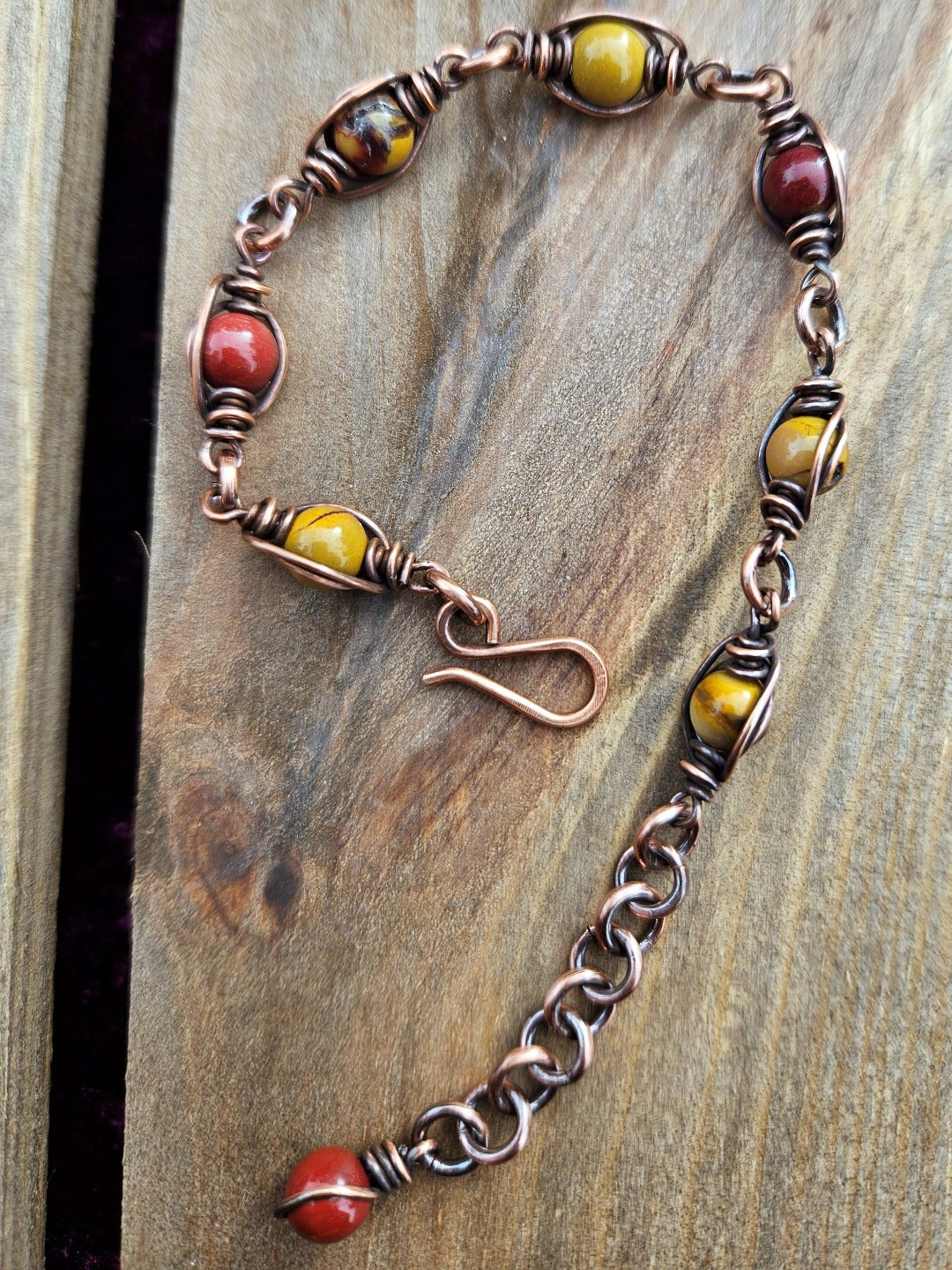 Mookaite and Copper Bracelet - 14-19.5cm Wrists