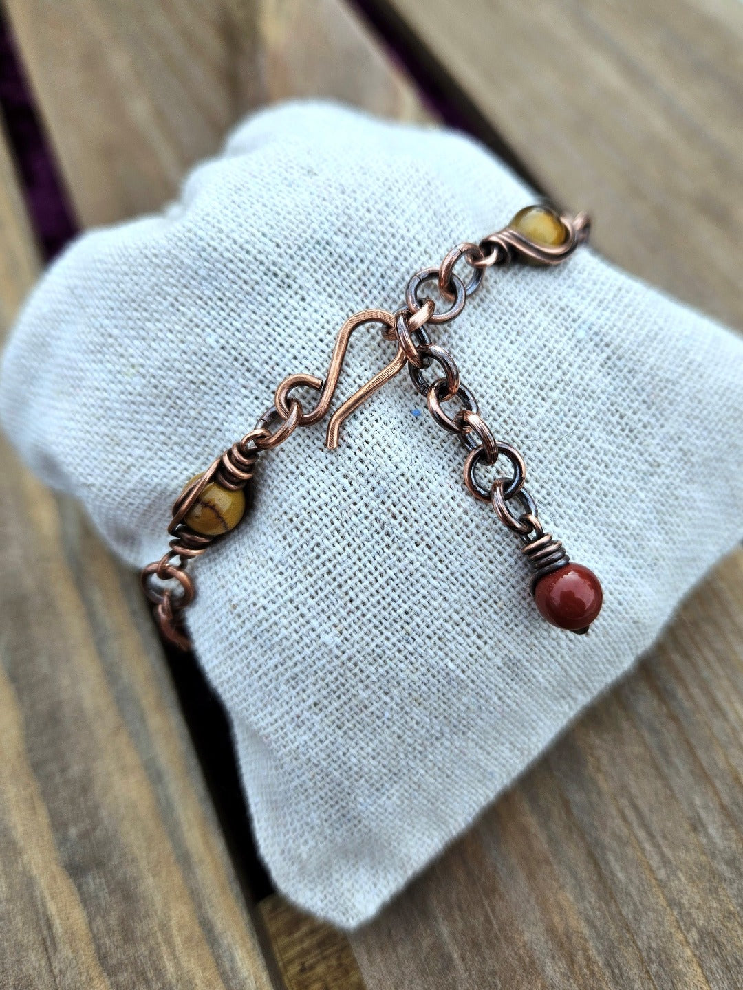 Mookaite and Copper Bracelet - 14-19.5cm Wrists