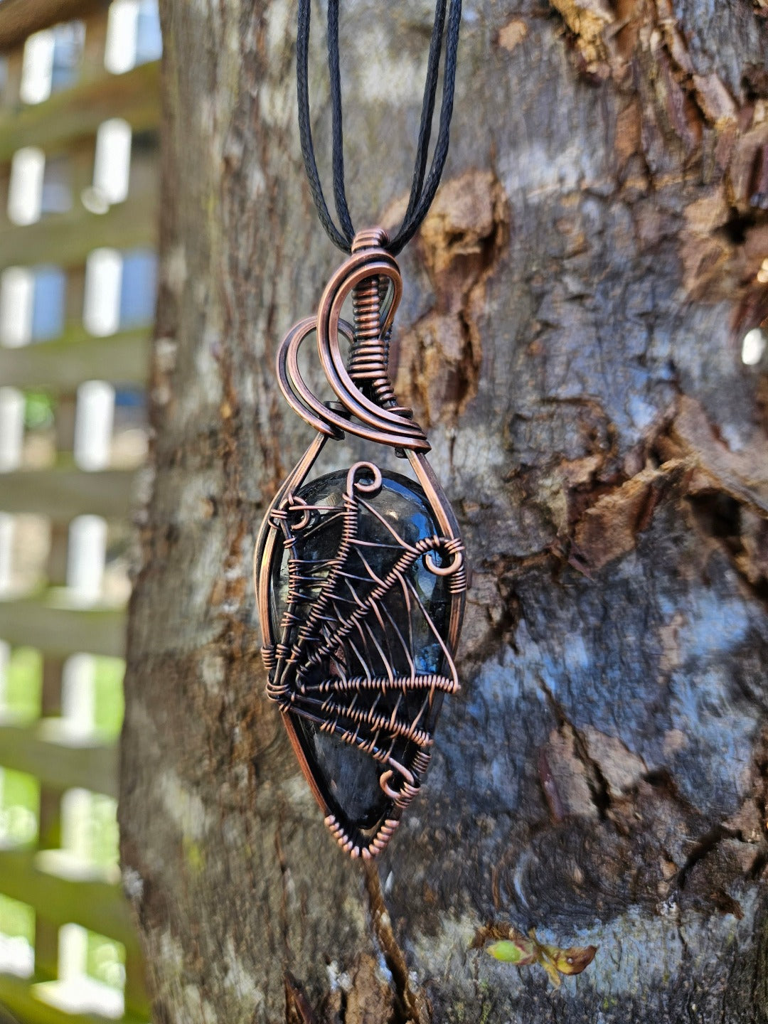 Larvikite and Copper Web Necklace