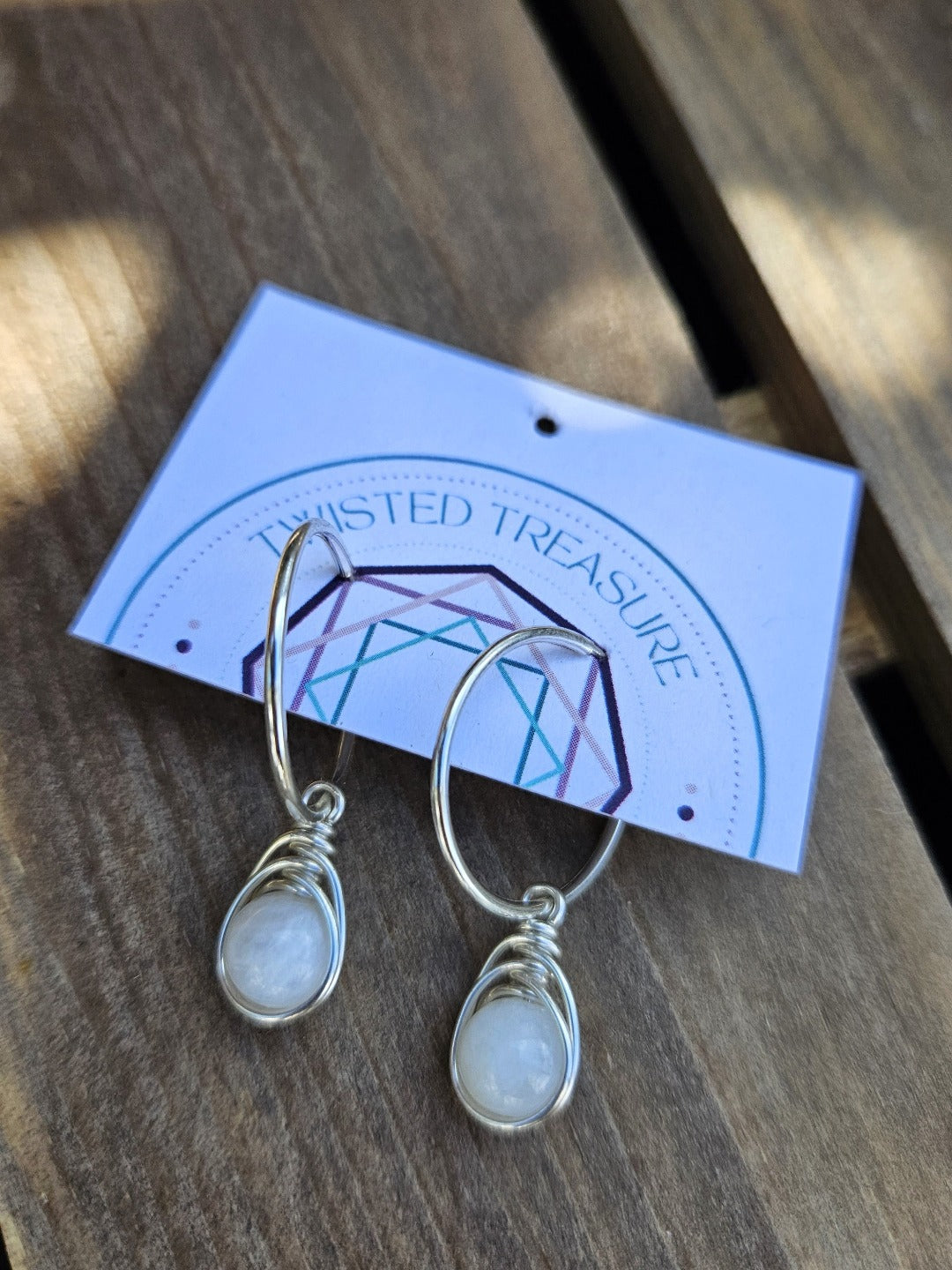 Sterling Silver & Moonstone Hoops