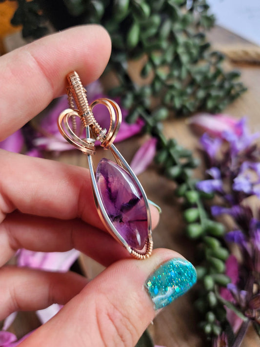 Amethyst, Rose Gold & Silver Necklace