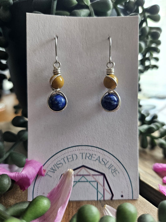 Mookaite, Lapis and Silver Earrings