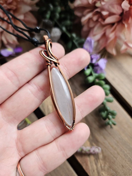 Peach Moonstone and Copper Necklace